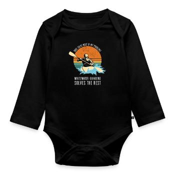 Dogs Solves My Problems Whitewater Kayaking - Organic Longsleeve Baby Bodysuit - black - Front