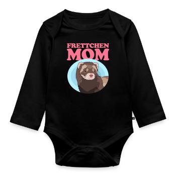 Frettchen Mom Frettchen Ferret Besitzer Geschenk - Baby Bio-Langarm-Body - Schwarz - Vorne