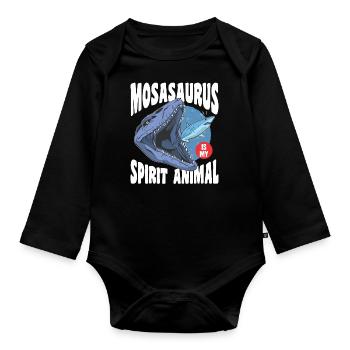 Meeresbiologe Mosasaurus Uhrzeit Dinosaurier - Baby Bio-Langarm-Body - Schwarz - Vorne