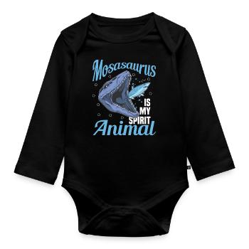 Meeresbiologe Mosasaurus Uhrzeit Dinosaurier - Baby Bio-Langarm-Body - Schwarz - Vorne