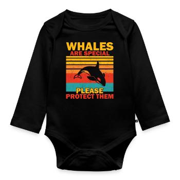 Orca Meeresbiologe Schwertwal Killerwal - Baby Bio-Langarm-Body - Schwarz - Vorne
