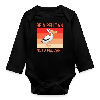Pelican Pelicans Birds Waterfowl - Organic Longsleeve Baby Bodysuit - black - Front
