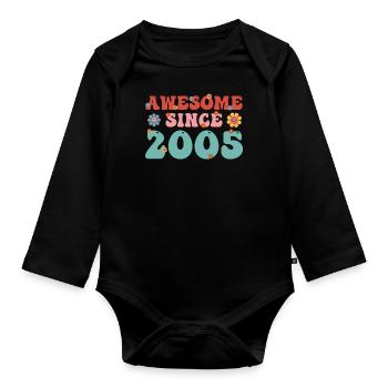 Great since 2005 Groovy Birthday - Organic Longsleeve Baby Bodysuit - black - Front