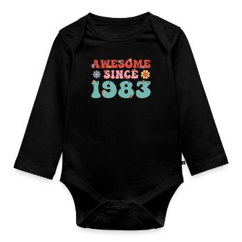 Großartig seit 1983 Groovy Geburtstag - Baby Bio-Langarm-Body - Schwarz - Vorne