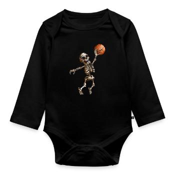 Basketball Spieler Ballspiel Halloween Skelett Fan - Baby Bio-Langarm-Body - Schwarz - Vorne