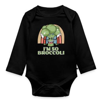 Broccoli Broccoli Vegetables Vegan - Organic Longsleeve Baby Bodysuit - black - Front