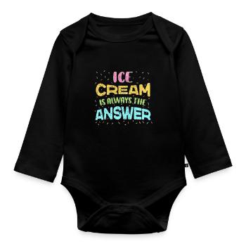 Crème glacée Dictons drôles Gaufre Crème glacée Nourriture - Body Bébé bio manches longues - noir - Devant