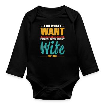 Ich liebe meine Königin Paare Pärchen Ehefrau - Baby Bio-Langarm-Body - Schwarz - Vorne