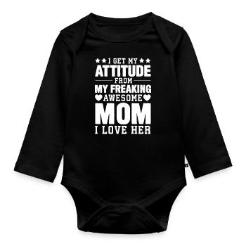 Stolze Mama Einer Wundervollen Tochter Geschenk - Baby Bio-Langarm-Body - Schwarz - Vorne