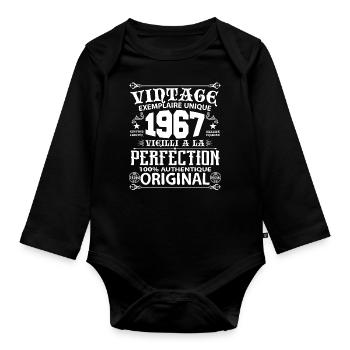 1967 Vintage Anniversaire 1967 exemplaire unique - Body Bébé bio manches longues - noir - Devant