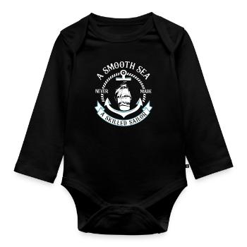 Segler Segelschiff Segelboot - Baby Bio-Langarm-Body - Schwarz - Vorne