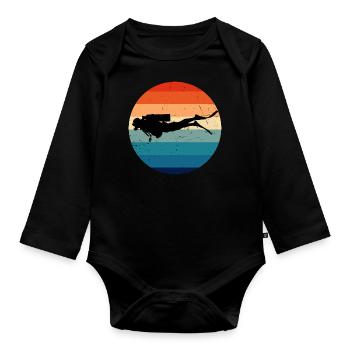 Diver Diving Damen Tauchen Herren Scuba Tauchen - Baby Bio-Langarm-Body - Schwarz - Vorne