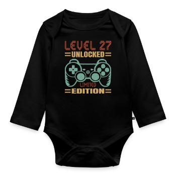 Geburtstag Level 27 freigeschaltet - Baby Bio-Langarm-Body - Schwarz - Vorne