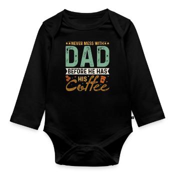 Welt bester Papa Vater Kaffee Paar Eltern daddy - Baby Bio-Langarm-Body - Schwarz - Vorne