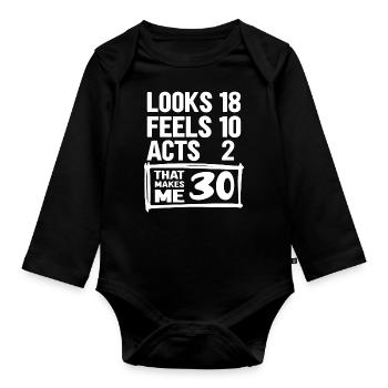 30e anniversaire - 30 ans de fabrication Round Thirty - Body Bébé bio manches longues - noir - Devant