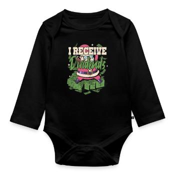 I Receive Dividends - Organic Longsleeve Baby Bodysuit - black - Front