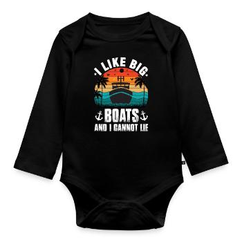 Bateaux de pêche sur le lac Kayak Canoë Été Seehaus Cabine - Body Bébé bio manches longues - noir - Devant
