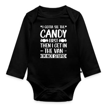 Schokolade Lustiger Spruch Süßigkeiten Geschenk - Baby Bio-Langarm-Body - Schwarz - Vorne