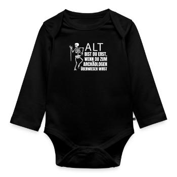 Archäologe Archäologen Archäologie Archäologin - Baby Bio-Langarm-Body - Schwarz - Vorne