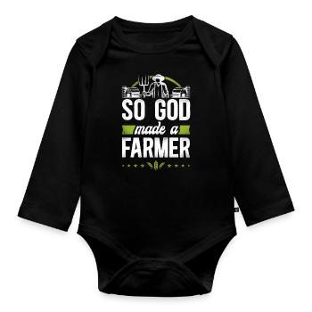 Farming Farmer Vintage So God Made - Baby Bio-Langarm-Body - Schwarz - Vorne