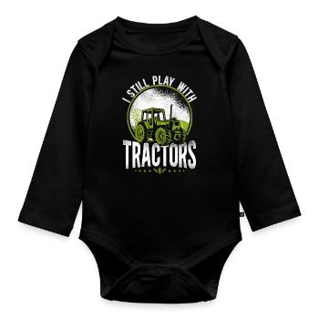 Farming Farmer Tractor Vintage I - Baby Bio-Langarm-Body - Schwarz - Vorne