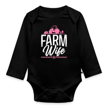 Farming Farmer Wife Tractor - Baby Bio-Langarm-Body - Schwarz - Vorne