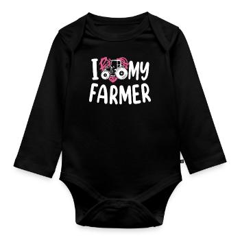 Farming Farmer Wife Girl - Baby Bio-Langarm-Body - Schwarz - Vorne