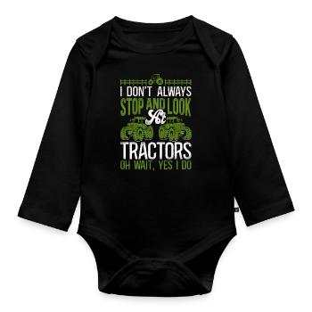 Farming Farmer Tractor Vintage I - Organic Longsleeve Baby Bodysuit - black - Front
