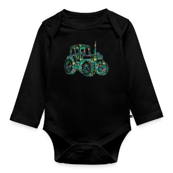 Farming Farmer Flower Floral - Baby Bio-Langarm-Body - Schwarz - Vorne