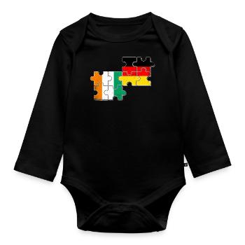 Elfenbeinküste Deutschland Herzschlag Flagge - Baby Bio-Langarm-Body - Schwarz - Vorne