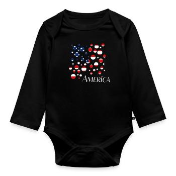 America USA - Baby Bio-Langarm-Body - Schwarz - Vorne