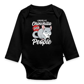 Chinchilla Über Menschen - Baby Bio-Langarm-Body - Schwarz - Vorne