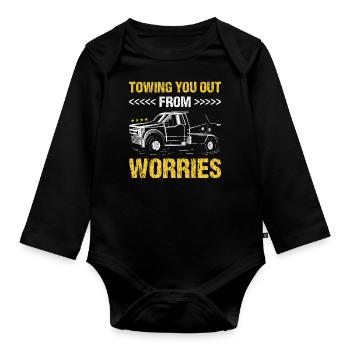 Towing You Out From Worries Tow Truck Operator - Baby Bio-Langarm-Body - Schwarz - Vorne