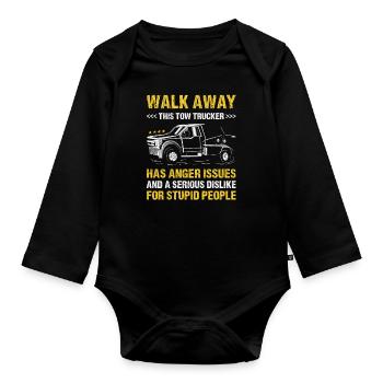 Walk Away Serious Dislike For Stupid People - Baby Bio-Langarm-Body - Schwarz - Vorne