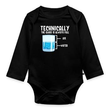 Das Glas ist immer Voll Wissenschaft - Baby Bio-Langarm-Body - Schwarz - Vorne