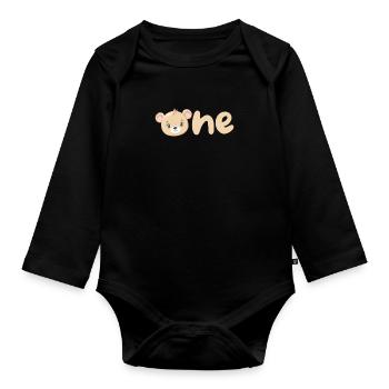 Teddybär Bär Teddy Stofftier Kinder Geschenk - Baby Bio-Langarm-Body - Schwarz - Vorne