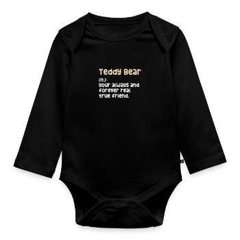 Teddybär Bär Teddy Stofftier Kinder Geschenk - Baby Bio-Langarm-Body - Schwarz - Vorne