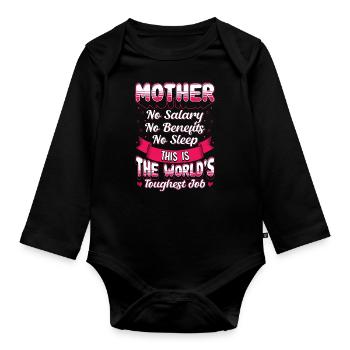 Mère Le travail le plus difficile dans le monde Fête des mères - Body Bébé bio manches longues - noir - Devant