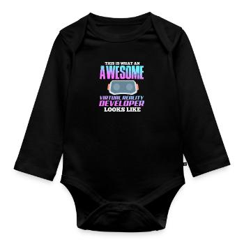 VR Virtual Reality - Baby Bio-Langarm-Body - Schwarz - Vorne
