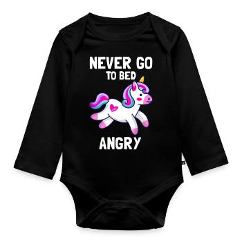 cute unicorn design - Organic Longsleeve Baby Bodysuit - black - Front