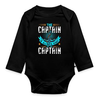 Segler Segelschiff Segelboot - Baby Bio-Langarm-Body - Schwarz - Vorne