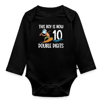 Boy a maintenant 10 ans de surf à deux chiffres 10. - Body Bébé bio manches longues - noir - Devant