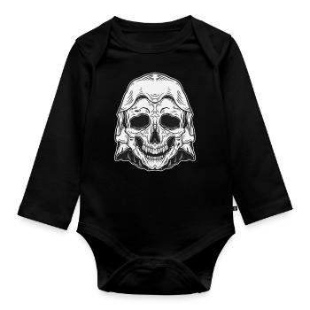 Skull Skull Horror Skeleton Halloween Metal - Organic Longsleeve Baby Bodysuit - black - Front
