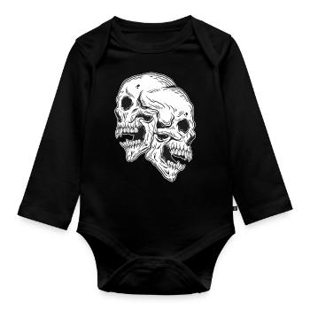 Skull Skull Horror Skeleton Halloween Metal - Organic Longsleeve Baby Bodysuit - black - Front