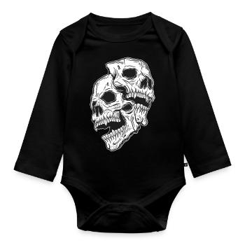 Skull Skull Horror Skeleton Halloween Metal - Organic Longsleeve Baby Bodysuit - black - Front