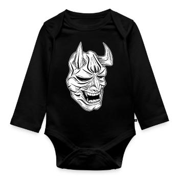 Skull Skull Horror Skeleton Halloween Geisha - Organic Longsleeve Baby Bodysuit - black - Front