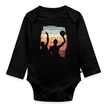 Retro Water Polo Vintage Water Sports - Organic Longsleeve Baby Bodysuit - black - Front