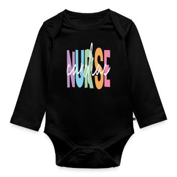Cardiac Nurse Quotes - Organic Longsleeve Baby Bodysuit - black - Front