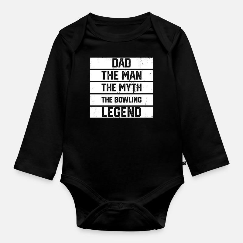 Bowling Vater Papa Cooler - Baby Bio-Langarm-Body - Schwarz
