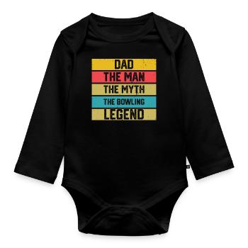 Bowling Vater Papa Cooler - Baby Bio-Langarm-Body - Schwarz - Vorne